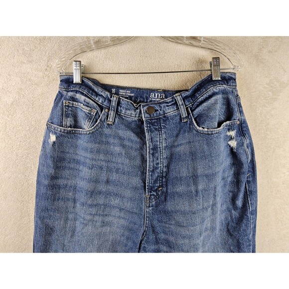 Ana Women's Highest Rise Vintage Straight Distressed Denim Jeans Size 16 - Picture 4 of 6